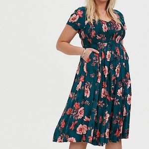 TORRID Teal Floral Print Dress NWT